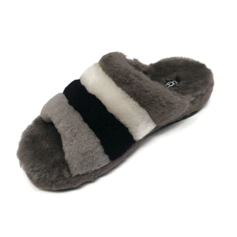 Zapatillas de piel de oveja UGG para hombre talla 4 Fluff You Stripes gris oscuro multicolor Foto 3 de 4