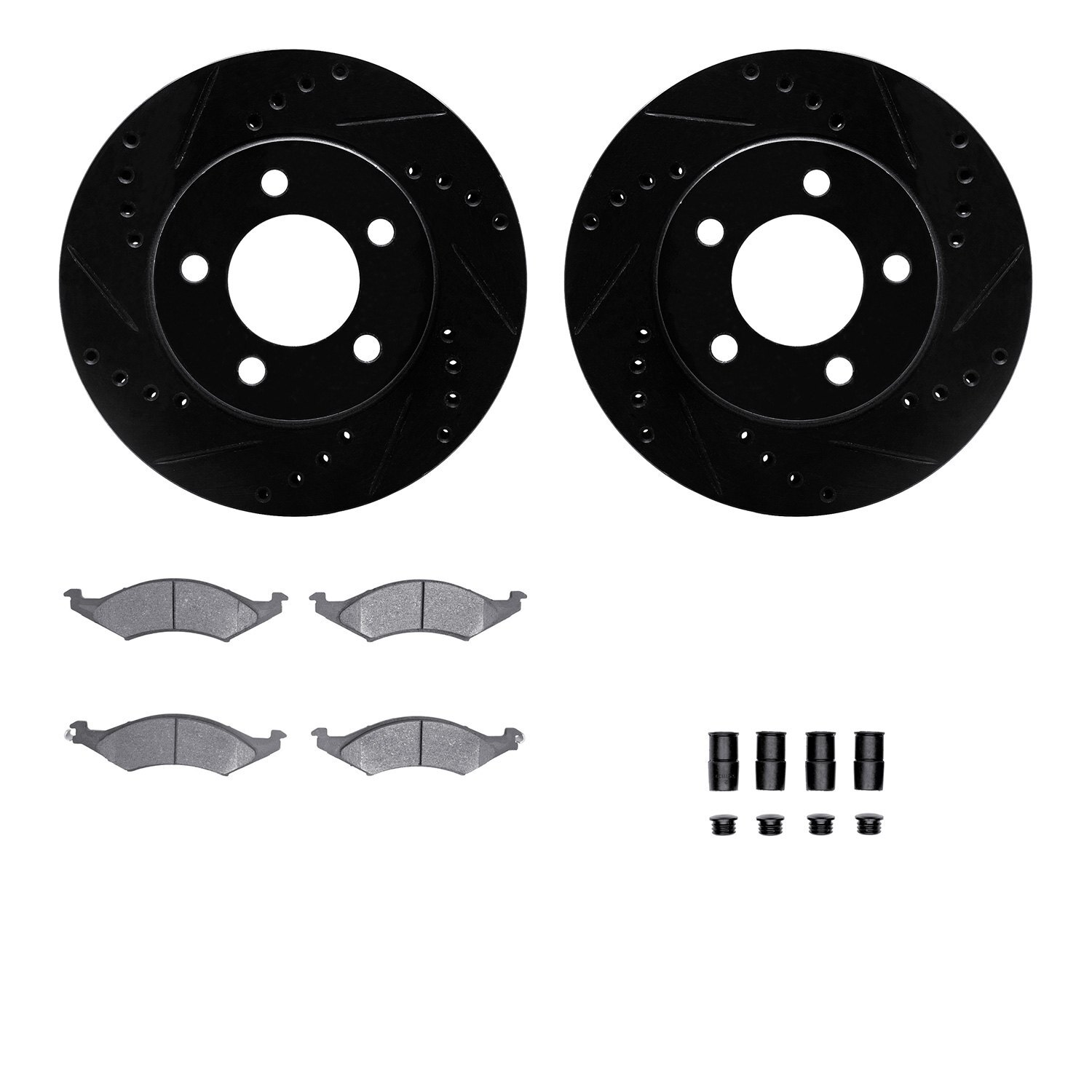 For Lincoln Continental 91-92 Drilled & Slotted Front Brake Kit w Optimum Pads