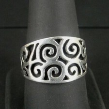 Ring Silver Swirl Design Filigree Graduated Size Sterling 925 Size 9 Band Ring