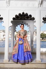 Wedding Wear Blue Jacquard Silk Lehenga Choli With Dupatta For Women