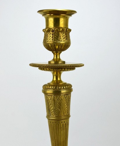 Pair Of Antique French Gilt Bronze Candlesticks Hallmarked BJ Empire Style 19th - Picture 6 of 12