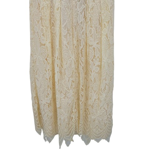 Vestido Midi Little Mistress Vainilla Encaje Talla 8 Alto Femenino Fiesta Nupcial Cóctel - Imagen 12 de 13