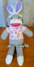 Dan Dee Collector's Choice Sock Monkey Wearing Purple Easter Ear  Cupcake Shirt