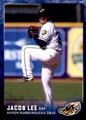 2015 Akron RubberDucks Grandstand #12 Jacob Lee Daytona Beach Florida FL Card