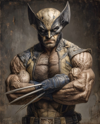Wolverine with Arms Crossed and Adamantium Claws Drawn Print - 391165605