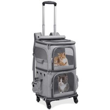 Extra Large Double-Compartment Pet Carrier Backpack with Wheels for Small Dog...