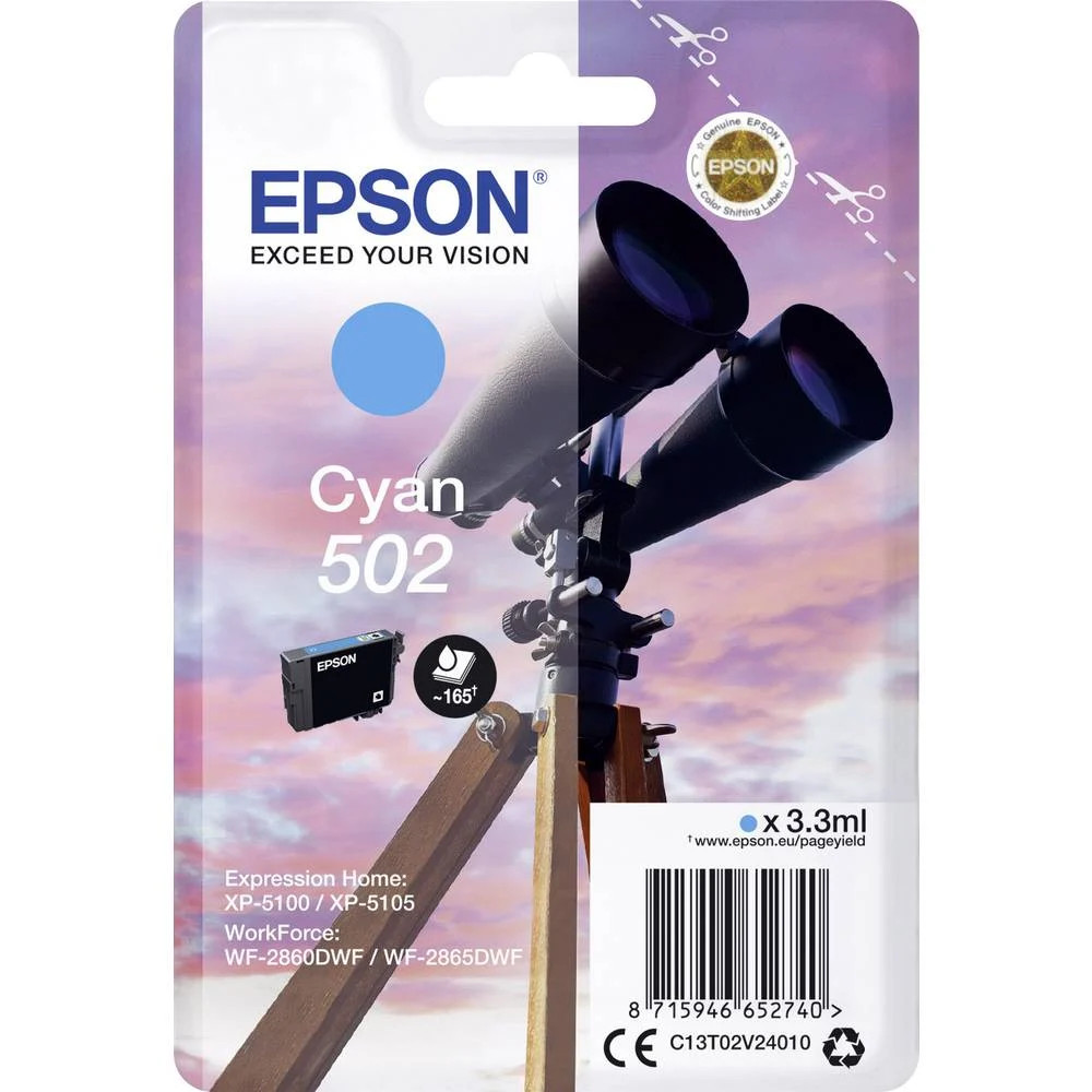 Epson Druckerpatrone T02V2 502 Оригинальный Голубой C13T02V24010 2490₽