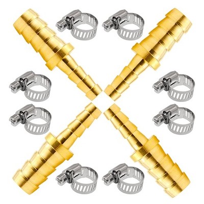 Beduan Brass Hose Barb Reducer, 5/8'' to 1/2'' 5/8-1/2 Add Clamp, 