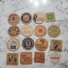 Vintage German Swiss Beer Paper Cardboard Coasters Lot of 16 Assorted Pub Bar