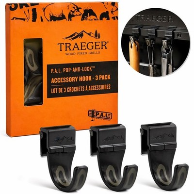Traeger P.A.L. Pop And Lock Accessory Hooks 3 Pack BAC608 Grill Organizer NEW