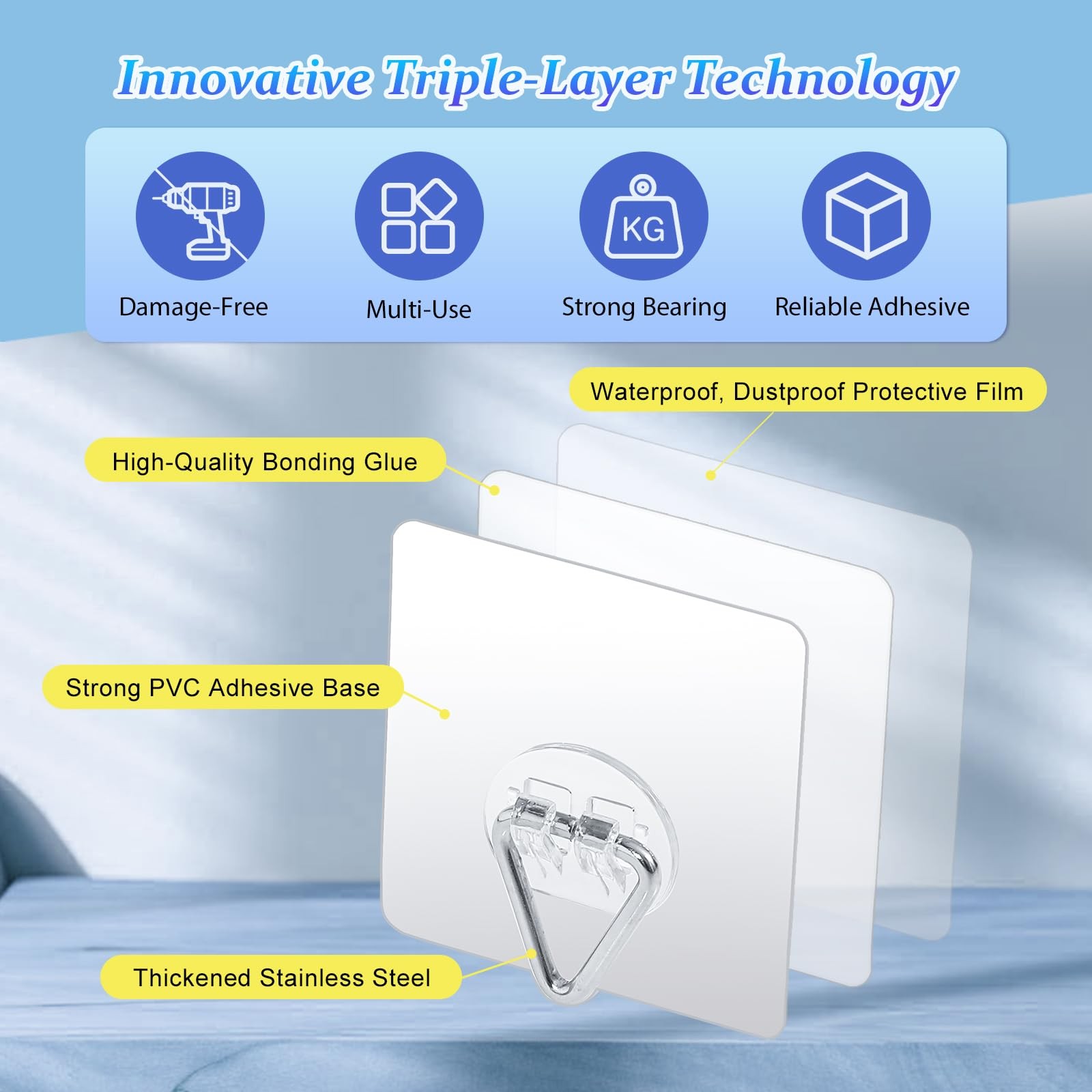 Wall Plate Hangers for Display - Invisible Adhesive Picture Hangers for Wall - I