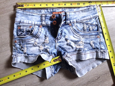 Docefit Women's Denim Jean Shorts Tag Size 26 Destroyed Two Buttons