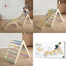 Play Factory Children Wooden Climbing Frame Set 3 Piece [245L x 63W x 71H cm]