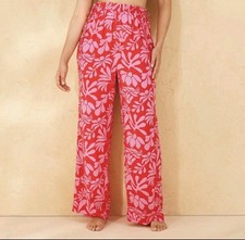 Shade & Shore Beach Swimsuit Cover-up Pants Pink/Red/Floral Print Size M 8-10