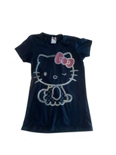 Sanrio Hello Kitty Shirt Size XS Black Short sleeve Glitter Pink Bow Wink Cute