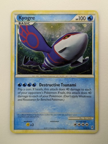 Moderately Played 2011 Pokemon Call Of Legends Kyogre 12/95 Holo Rare