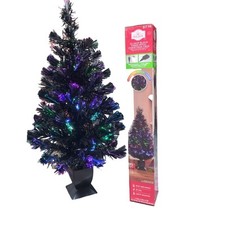 BLACK FIBER OPTIC CHRISTMAS  HALLOWEEN TREE BLACK 32" Holiday Time