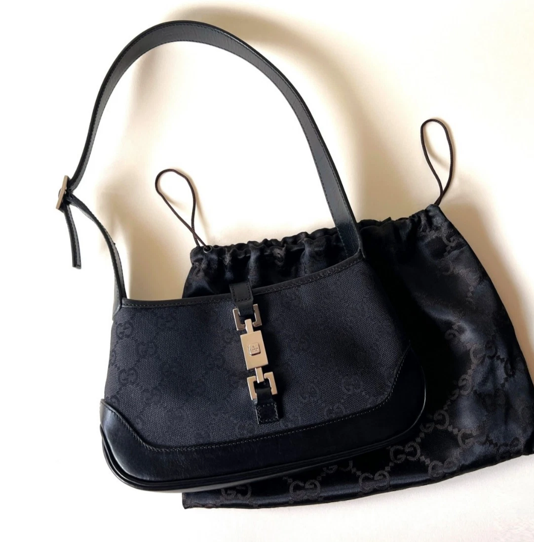 Tom Ford — GUCCI by Tom Ford Black GG Monogram Mini Jackie Bag from early 2000s Authentic