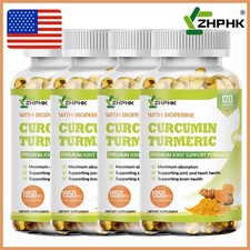 Organic Turmeric Curcumin with Ginger BioPerine 60ct Joint Pain Max Strength