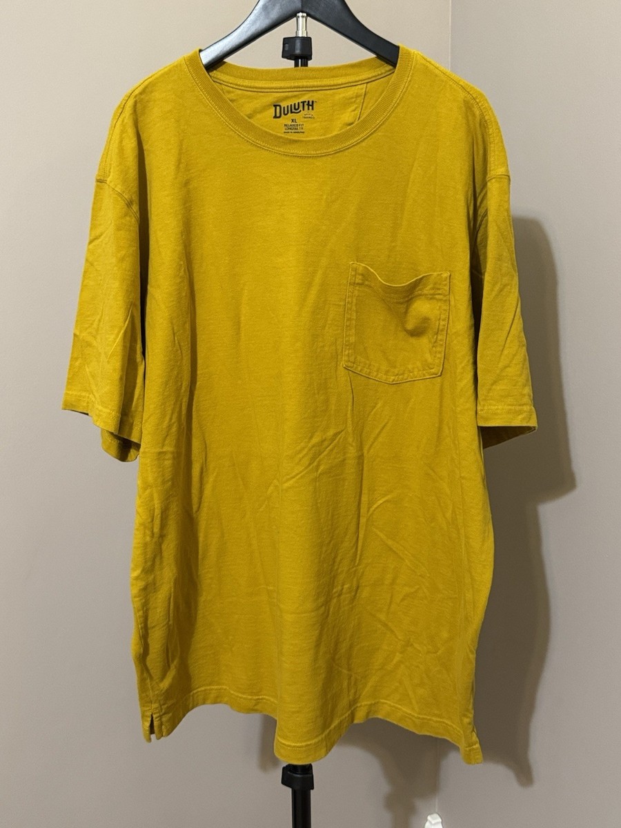 Duluth Trading Co. Men's XL Longtail T-Shirt Relaxed Fit Yellow Short Sleeve
