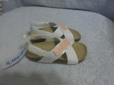 Toddler Girl's Size 9 White Pink Flowers Glitter Sandals New With Tag No Box