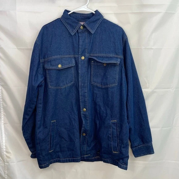 Vintage Duke Haband men's soft fleece lined denim snap button pocket jacket M
