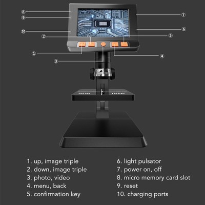 HD Desktop Electronic Digital Microscope 1000x 4.3in LCD Digital Microscope Fit