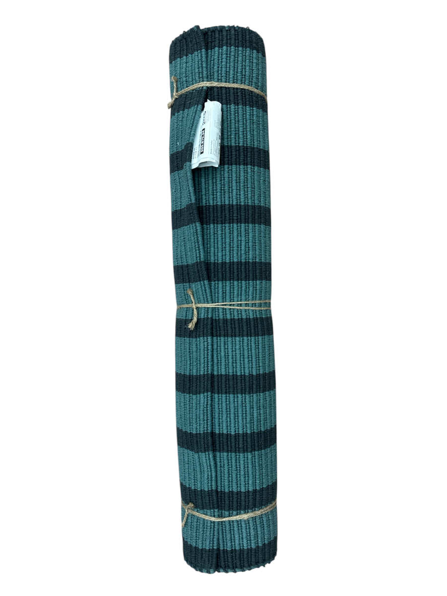 New IKEA VAGSKYLT Blue-Green/Black Rug Flatwoven (2 ' 7 