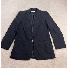 Sophisticates by Pendleton Womens Black Wool Blazer Single Button Made in USA 8