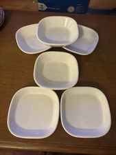 6 RARE Vintage Hall Pottery 1727 Small Square Plates & Bowls USA