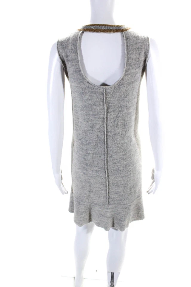 Knitted & Knotted Womens Gray Floral Crew Neck Sleeveless A-line Dress Size M - Image 3 of 4
