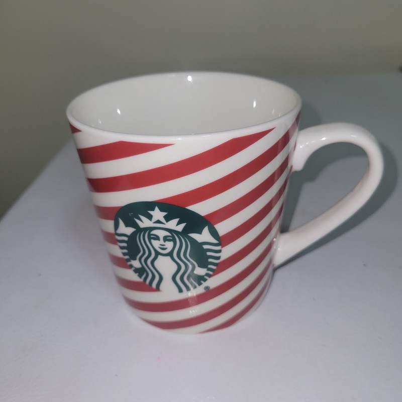 Starbucks Candy Cane Red & White Stripe Coffee Cup 18 oz. Christmas Mug Ceramic