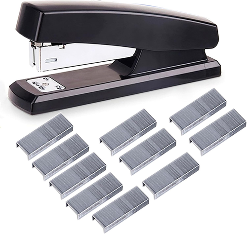 Desktop Staples, 4.8 Inch Labor Saving Black Stapler for 20 Sheets Capacity with - Picture 7 of 12