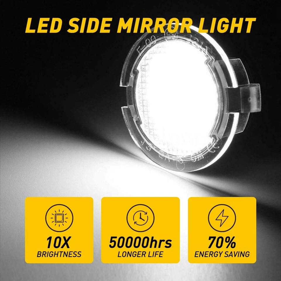 1/2pcs Xenon White For Ford Taurus Edge Flex F150 Side Mirror LED Puddle Lights Foto 3 de 4
