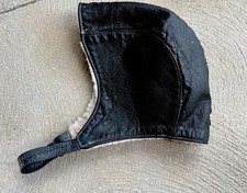 Mens Black  Leather Trapper Hat with Chin Str...