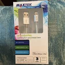 MAXTEK MFi certified High Speed Braided Lightning to USB 2.0 Cable 1.5m Silver