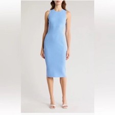 Theory Cornflower Blue Sleeveless Compact Ribbed Crepe dress sz P NWT 295
