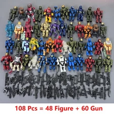 LOT 108Pcs (48 Figure +60 Gun) HALO Mega Bloks CONSTRUX Unsc Elite SPARTAN Toy V