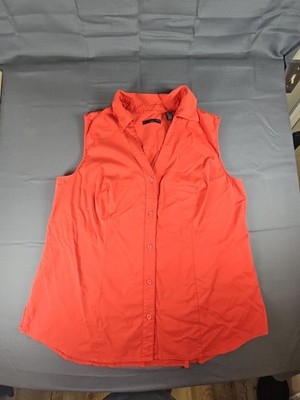 Apostrophe Womens Red Sleeveless Button Down V-neck Top Stretchy