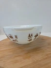 PYREX Early American 2.5 Qt Cinderella Mix Pouring Bowl 443 Rooster Cat Brown