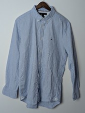 Tommy Hilfiger Men  s XL Slim Fit Stretch Button Down Shirt Blue White Striped