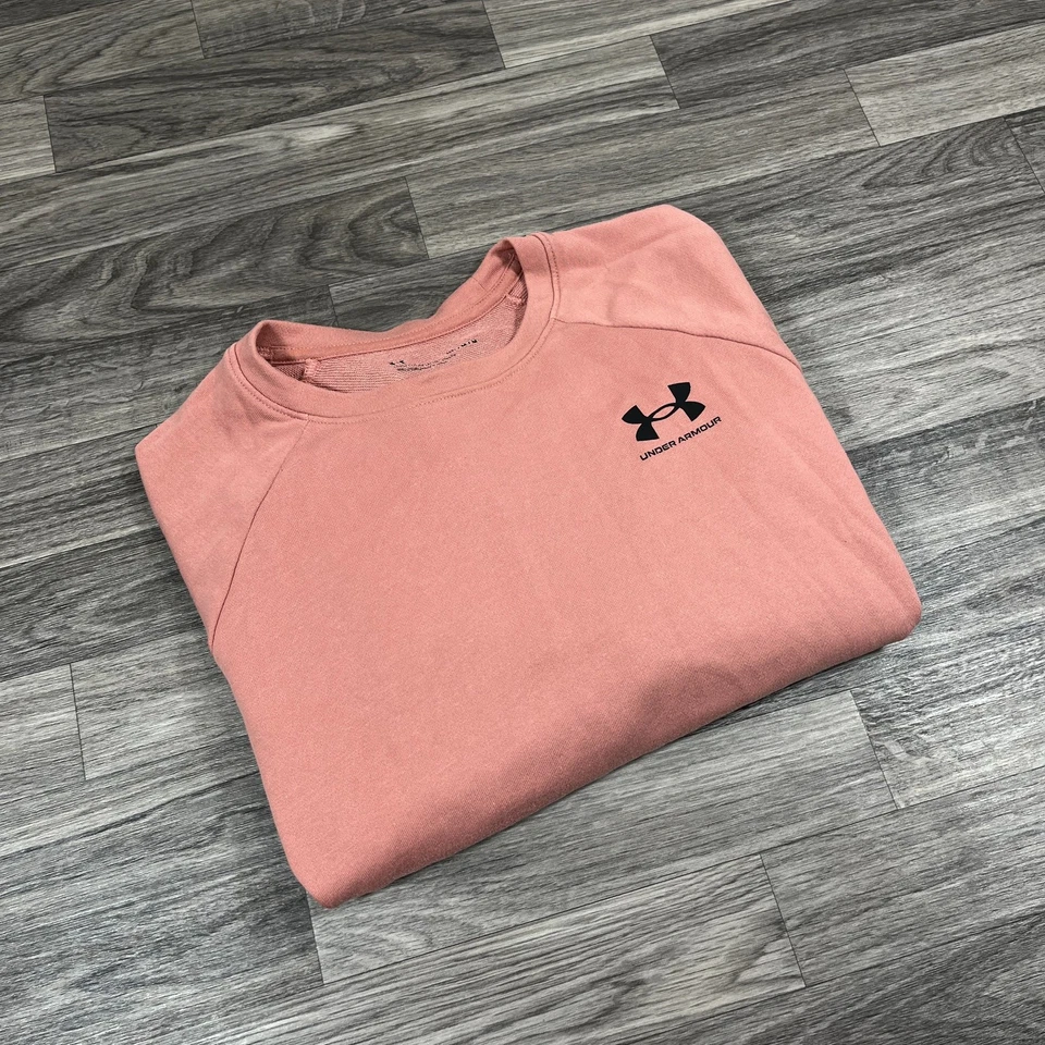 Camisa pulóver rosa cuello redondo suelta Under Armour manga larga para mujer talla mediana Foto 4 de 4