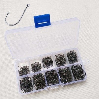 500 Stück Gemischte Größe Stachel Angelhaken mit Loch, Scharf & Langlebig, Boxed Set