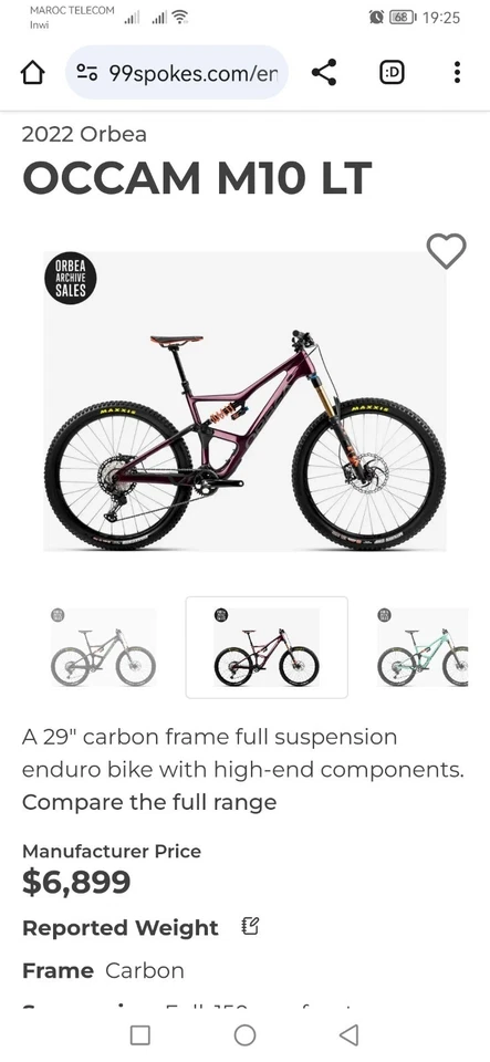 RRP6899 $ 2022 ORBEA OCCAM M10 LT Carbon Größe MEDIUM.  - Bild 2 von 4