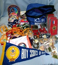 LG. LOT OF BOY SCOUTS OF CHINA/TAIWAN (JAPAN?) ITEMS-BOLO TIES, PATCHES, MEDALS