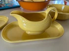 Vintage Fiesta Ware Gravy Boat & Tray Yellow EUC