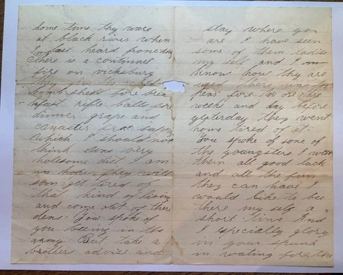 Civil War Letter Union Soldier From Van Buren Hospital June 1863 Black River