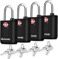 4-Pack TSA Approved Travel Padlocks with Keys Heavy Duty Luggage Security Locks