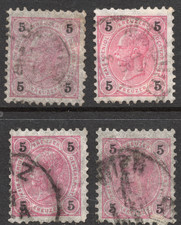 1890 Austria Emperor Franz Joseph (4) stamps value: 5 Austro-Hungarian kreuzer