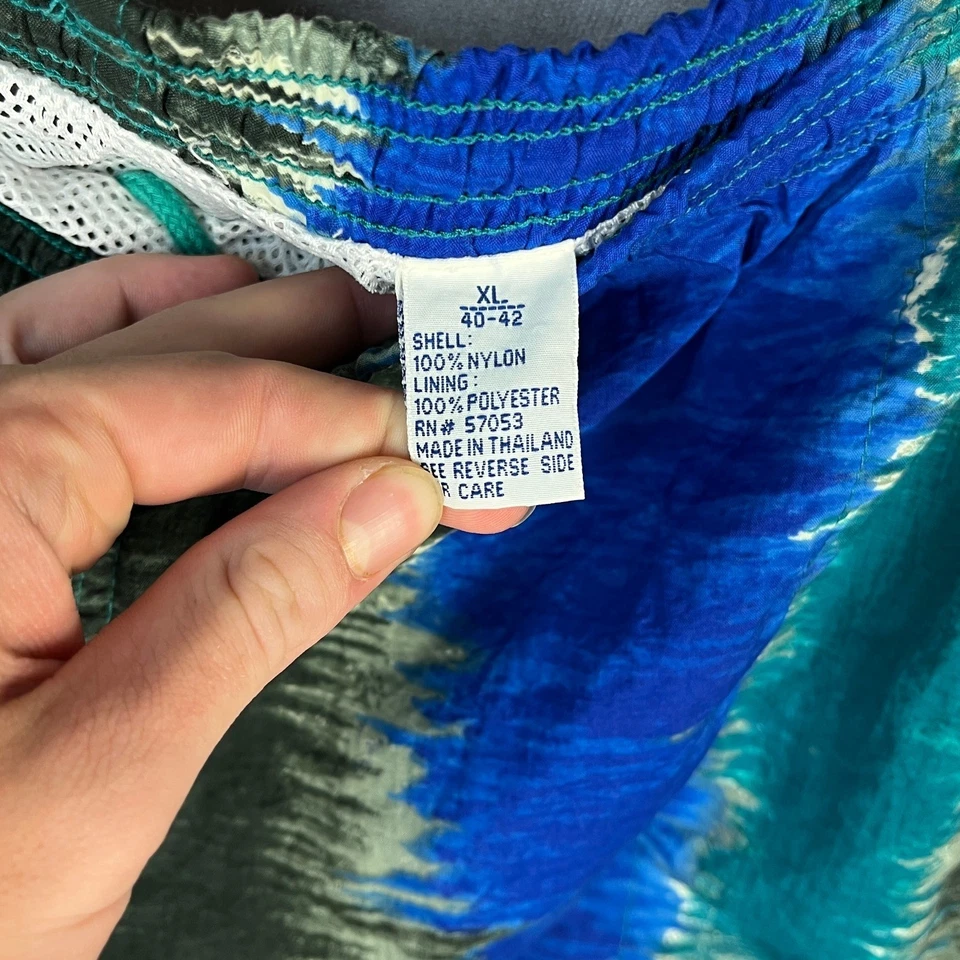 Bañador corto Champion vintage años 80 90 abstracto azul verde para hombre XL 40-42 Foto 3 de 4